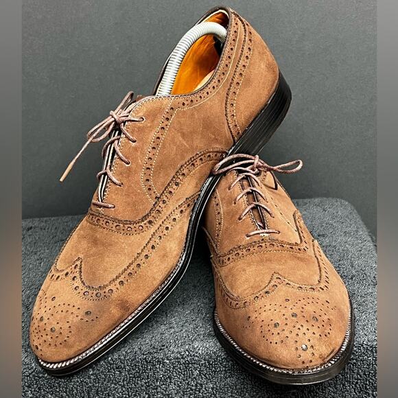 Rare Vintage 1990’S| Alden 9.5 AC Brown Long Wingtip Blucher Derby Dress Shoes - Picture 3 of 12